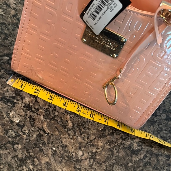 Bebe Peach and gold Mini Bag with Crocodile Embossed Pattern crossbody NWT - Picture 8 of 11